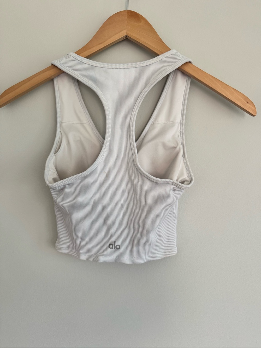 Alo Yoga Goddess Ribbed Cropped Racerback Tank - White - Picture 4 of 4